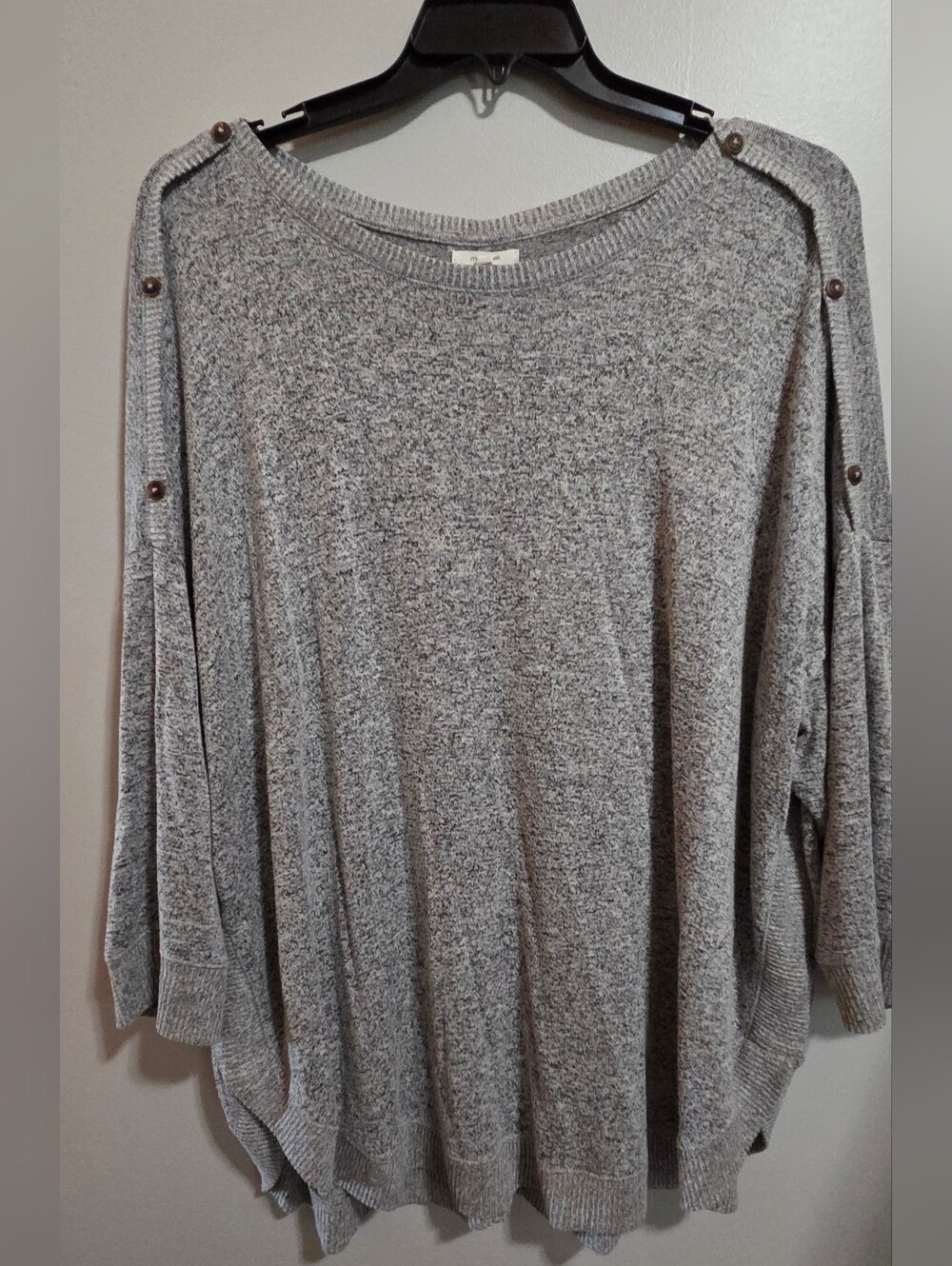 Maurices Light Grey Button-Trim Knit Pullover